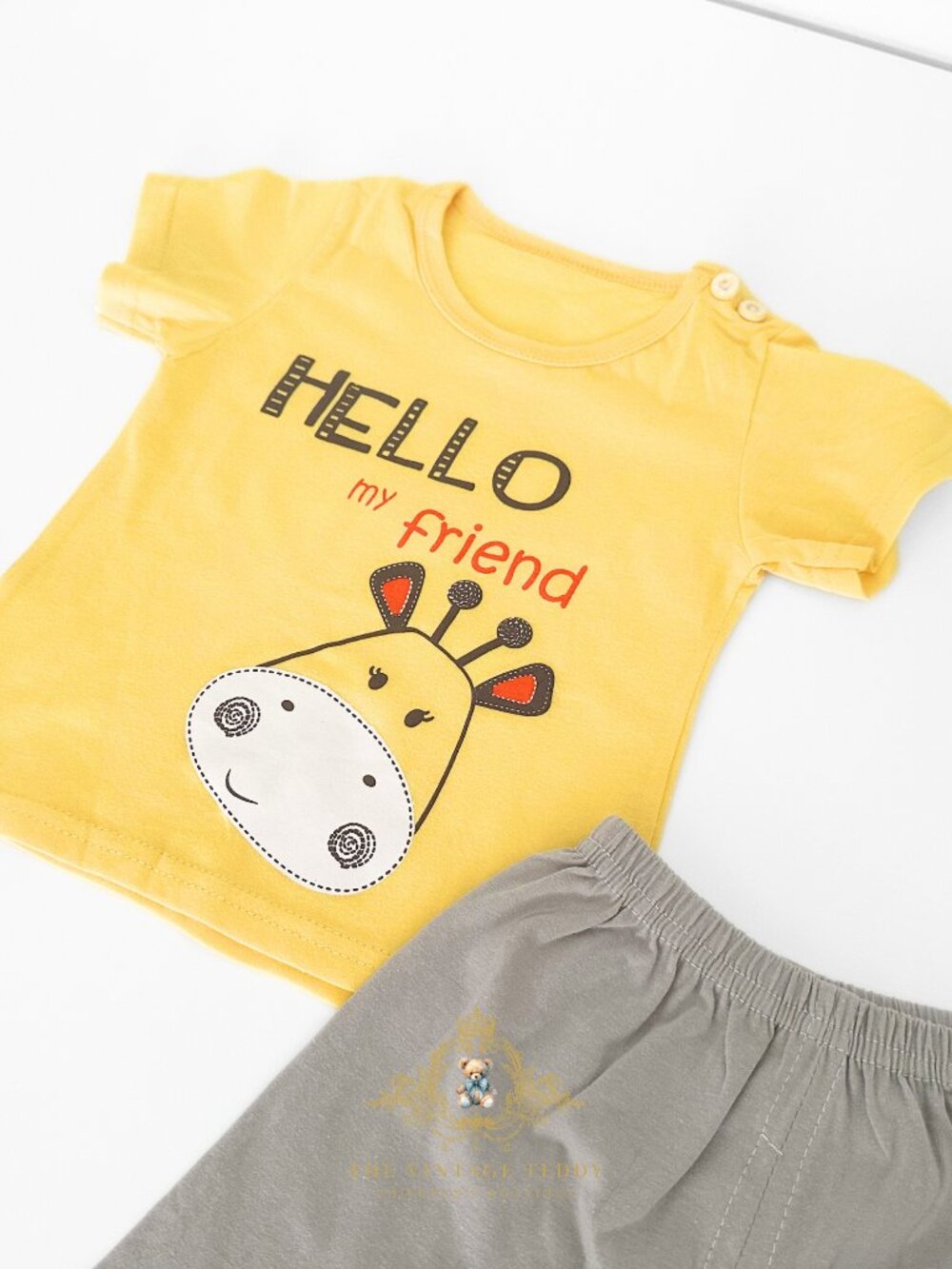 NWT Cute Boys Matching Set Kids T-shirt Shorts 2-Piece Cotton Giraffe 18-24M - Picture 3 of 4